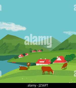 Grüne Berge Landschaft. Stock Vektor