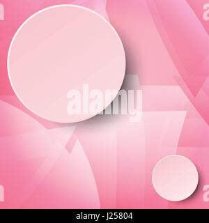 Zwei 3d rosa Kreis Papieretikett auf rosa Glas Mosaik abstrakten Hintergrund Designkonzept Stock Vektor