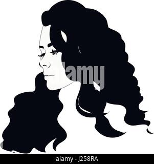 Silhouette des weiblichen Kopfes, schwarz / weiss portrait Stock Vektor
