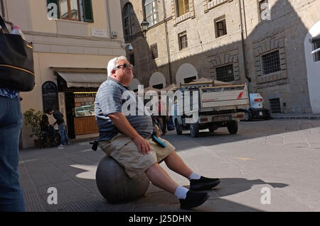 Ein großer amerikanischer Tourist in Florenz, Italien Stockfoto