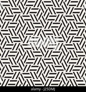 Kubische Gitter Tiling endlose elegante Textur. Abstrakten geometrischen Hintergrund-Design. Nahtlose Rhombus Formen schwarz-weiß Vektormuster. Stock Vektor
