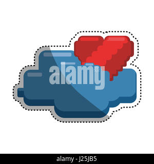 Pixelig Herz Form Symbol Vektor Illustration Grafik-design Stockfoto