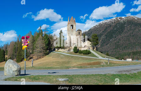 Kirche San Gian bei Celerina Engadin in der Nähe von Sankt Moritz in der Schweiz Stockfoto