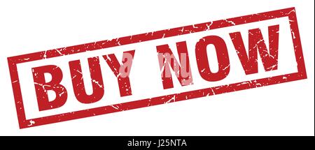 quadratische Grunge rot jetzt Briefmarke kaufen Stock Vektor