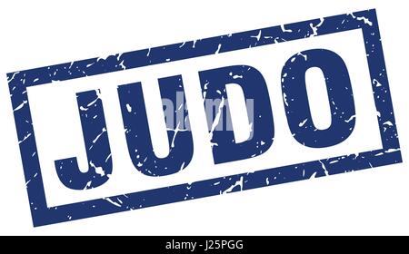 blaues Quadrat Grunge-Judo-Stempel Stock Vektor