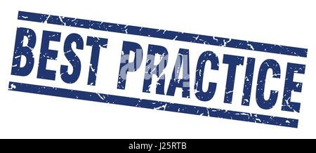 blaues Quadrat Grunge beste Praxis Stempel Stock Vektor