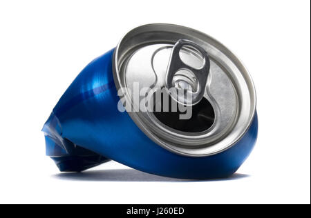 Blauer Aluminium zerkleinert Cola-Dose. Stockfoto