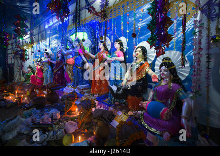 Eine Puja Pavillon während Rash Mela am Dublarchar in der Eastern Division der Sundarbans-Wald. Bagerhat, Bangladesch. Stockfoto