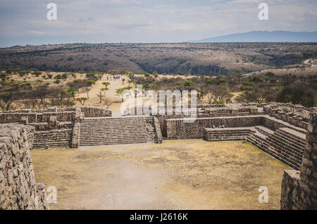 Blick vom Top of Stone Pyramid, Cañada De La Virgen, Guanajuato, Mexiko Stockfoto