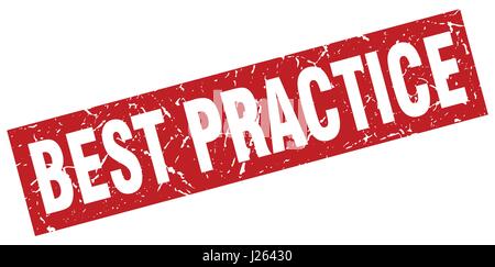 rote quadratische Grunge beste Praxis Stempel Stock Vektor