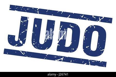 blaues Quadrat Grunge-Judo-Stempel Stock Vektor