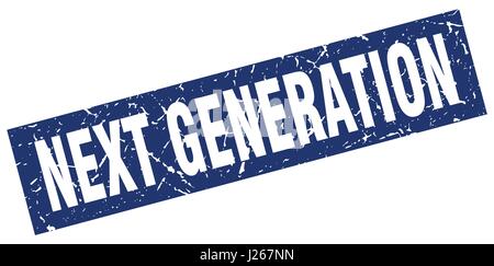 blaues Quadrat Grunge nächste Generation Stempel Stock Vektor