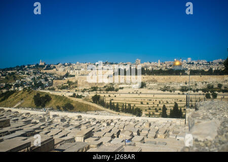 Weit Blick auf die Klagemauer und die Kuppel. Jerusalem, Israel. Stockfoto