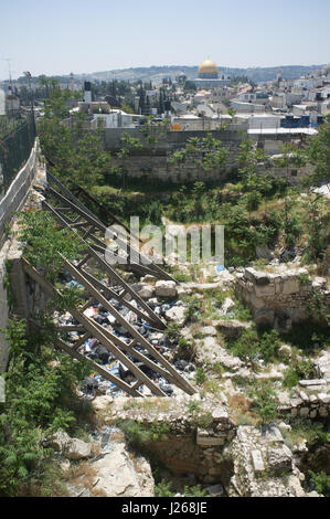 Far View der westlichen Wand- und Dome. Jerusalem, Israel. Stockfoto