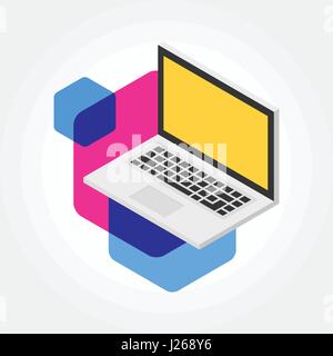 Isometrische Notebook, Laptop-Design-Symbol-Darstellung Stock Vektor