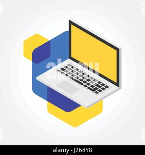 Isometrische Notebook, Laptop-Design-Symbol-Darstellung Stock Vektor