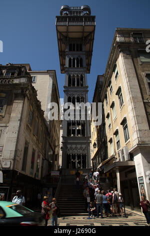 Elevador de Santa Justa, Lissabon, Portugal. Stockfoto