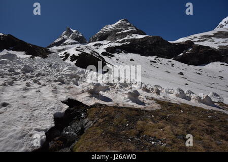 Feder snowbreak im Cirque Troumouse Stockfoto