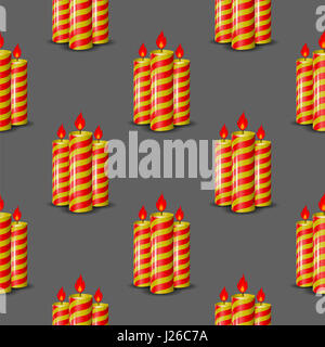 Rotes-Gelbes Wachs Kerzen nahtloses Muster Stockfoto