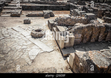 Phaistos Website, Insel Kreta, Griechenland. antiken Ruinen der griechischen minoischen Palast von Festos auf der Insel Kreta Stockfoto