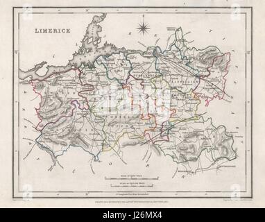 COUNTY LIMERICK Antike Landkarte für LEWIS von CREIGHTON & Mitgift. Irland 1846 Stockfoto