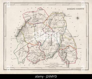 QUEENS COUNTY (LAOIS) Antike Landkarte für LEWIS. CREIGHTON & MITGIFT. Irland 1846 Stockfoto