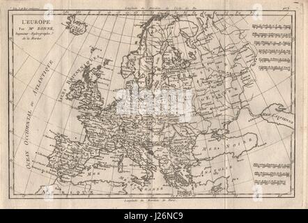 "L 'Europe. Europa. BONNE 1780 alt antik Vintage Karte Plan Diagramm Stockfoto