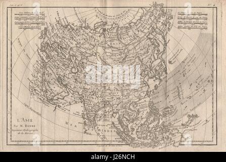 "L'Asie". Asien, zeigt die Passatwinde. BONNE 1780 alte Antike Landkarte Plan Karte Stockfoto