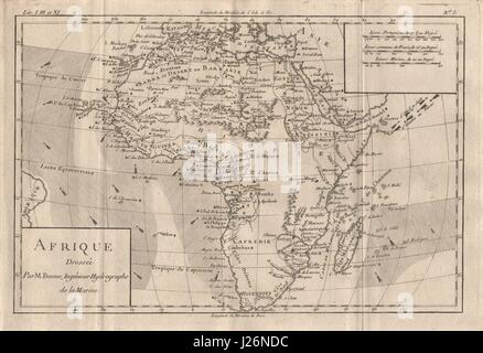 "Afrique". Afrika, zeigt die Passatwinde. BONNE 1780 alte Antike Landkarte Diagramm Stockfoto