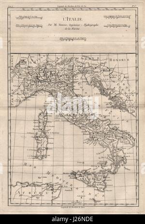 "Italie". Italien. BONNE 1780 alt antik Vintage Karte Plan Diagramm Stockfoto