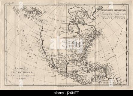 "Amérique Septentrional". Nord-Amerika. Unförmige Baja/Alaska. BONNE 1780 Karte Stockfoto