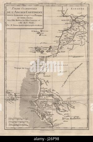 "Partie Occidentale de Lovezoo Kontinent..." W-Afrika Makaronesien. BONNE 1780 Karte Stockfoto