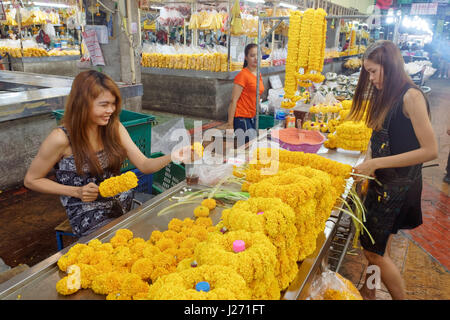 Ringelblumen, Pak Khlong Talat, Blumenmarkt, Banglamphu Stockfoto