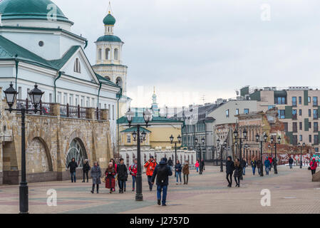 Kasan, Russland - Mar 26.2017. Bauman Straße - Fußgängerzone im historischen Teil der Stadt Stockfoto