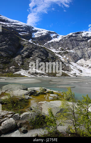 Jostedalsbreen nationale Parken in der Nähe von Dorf Gaupne in Jostedalen Tal, Glanz, Sogn Og Fjordane Grafschaft, Norwegen Stockfoto
