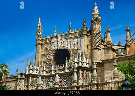 Gotischen architektonischen Details der Tür des Prinzen, Kathedrale, Sevilla Stockfoto