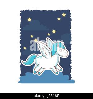 Einhorn Flügel magic tierische Nacht Hintergrund Plakat Stock Vektor