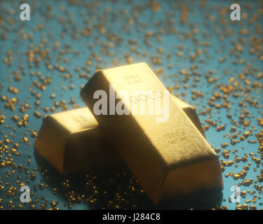 Goldbarren 1000 Gramm, in der Mitte des gold-Nuggets. Gold Exploration und Bergbau-Konzept. Stockfoto