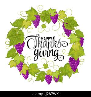 Happy Thanksgiving mit Text Gruß und Herbstlaub. Vektor-Illustration EPS 10 Stock Vektor