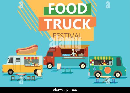Eine Vektor-Illustration von Street Food Truck Festival Plakat Stock Vektor