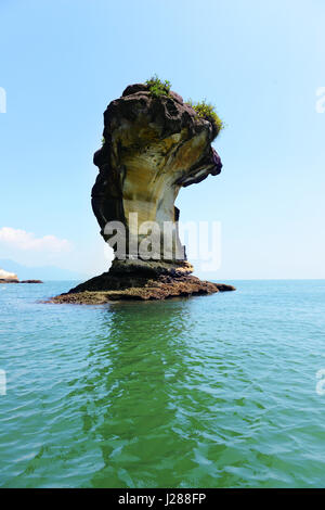 Felsnadeln entlang der Küste von Bako Nationalpark in Sarawak, Malaysia. Stockfoto