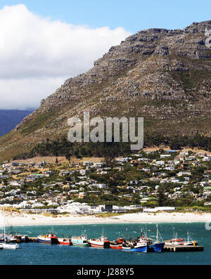Angelboote/Fischerboote in Cape Town Hout Bay Fischereihafen. Stockfoto