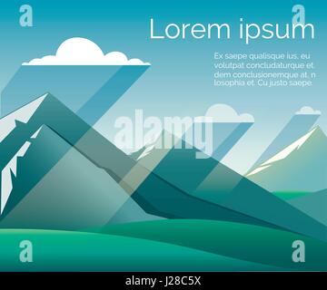 Landschaft mit Bergen und Wolken. Der Ort für die Text-Berge im Nebel Hintergrund Stock Vektor