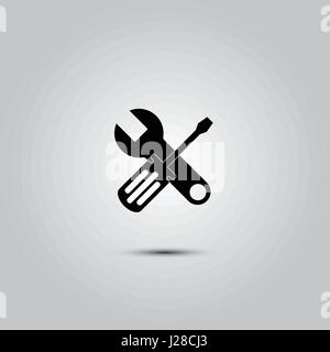 Schraubenschlüssel und Schraubendreher Symbol isoliert auf weißem Hintergrund Stock Vektor