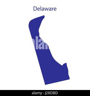 USA, Delaware. Dunkel blau Silhouette des Staates an seine Grenzen. Stock Vektor
