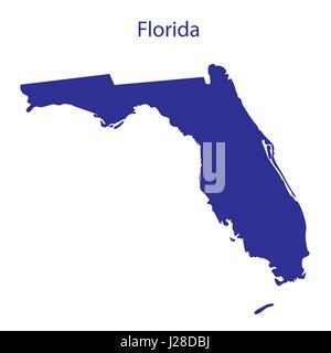 USA, Florida. Dunkel blau Silhouette des Staates an seine Grenzen. Stock Vektor