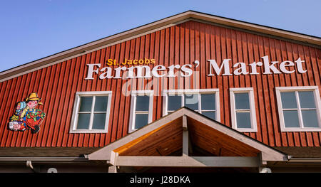 Außenseite des Farmers' Market Gebäude in St. Jacobs, Ontario Kanada - wichtige touristische Attraktion Stockfoto