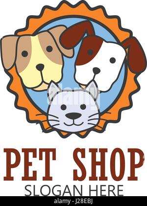 Haustiere Shop, Pflege der Haustiere, Haustiere Liebhaber Logo mit Text Platz für Ihr Slogan / Motto, Vektor-Illustration Stock Vektor