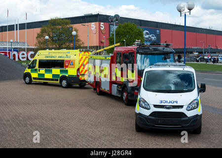 Einsatzfahrzeuge auf dem Display an der 2017 Commercial Vehicle Show, NEC, Birmingham, UK Stockfoto