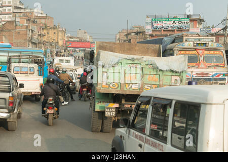 Nepal, Zentralregion, Kathmandu, Annapurna Circuit - Reise Pokhara, Jhobang nach Kathmandu - Jam in Kathmandu, Pokhara aus Stockfoto